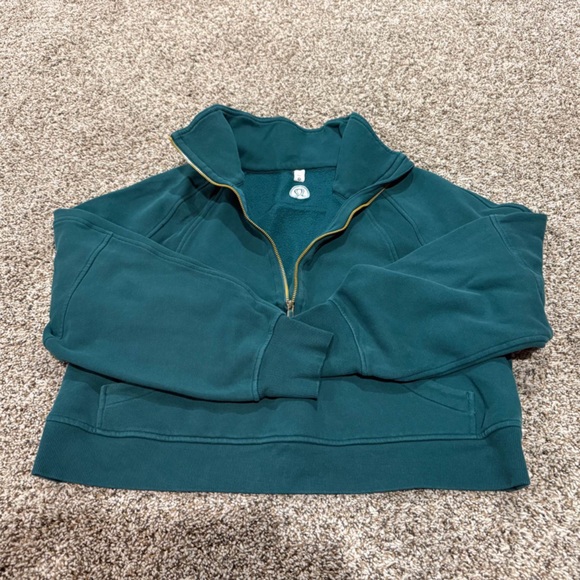 Lululemon 1/2 Zip Scuba Funnel Neck STORM TEAL M/L Gold Zipper - Picture 2 of 6